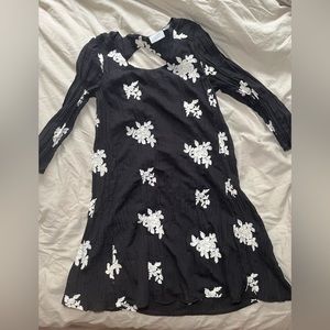 New York & Company Black and White Floral Appliqué Dress - size Small